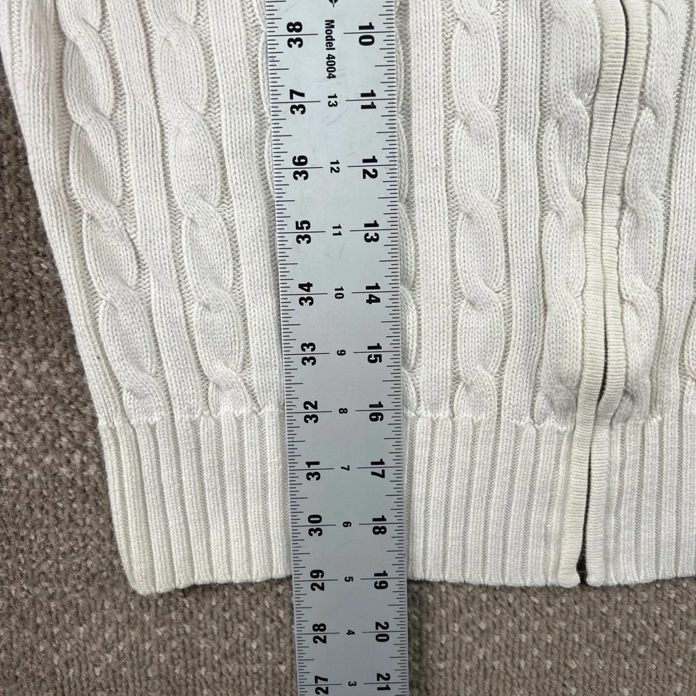 Ralph Lauren Kids XL Cream Cable Knit Full Zip Hoodie Pink Pony Cotton Sweater